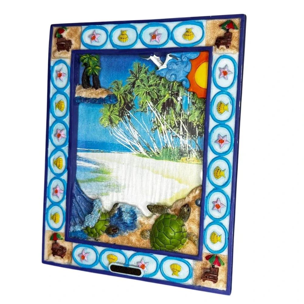 VTG Republica Dominicana 5x7 Picture Frame Turtle Beach Island‎ Ocean Decor